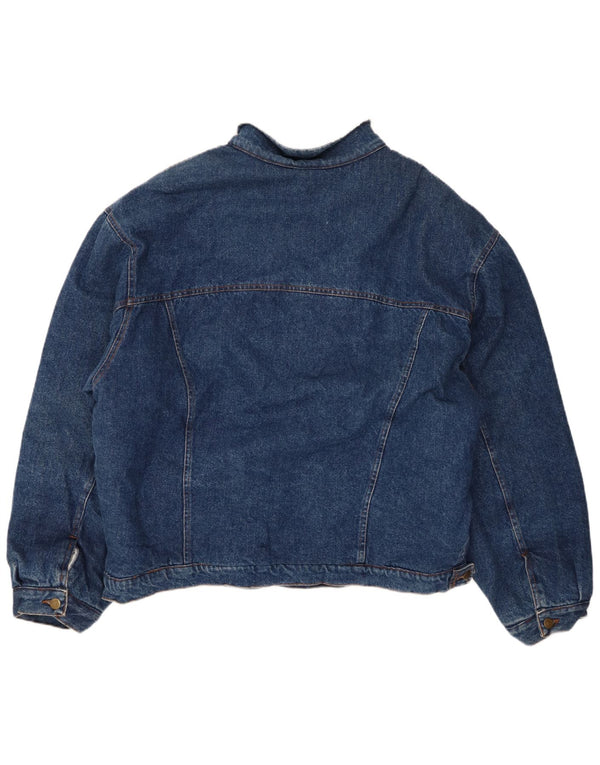 Vintage Mens Sherpa Regular Fit Denim Jacket UK 42 XL Blue Cotton