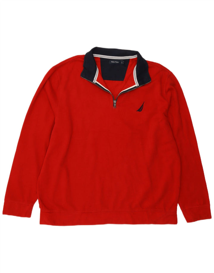 Nautica muška majica s izrezom na patentni zatvarač 2XL crvena