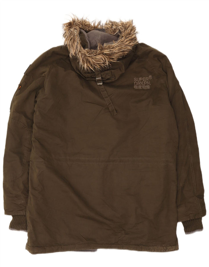 Superdry muška parka jakna s kapuljačom UK 42 XL kaki poliester