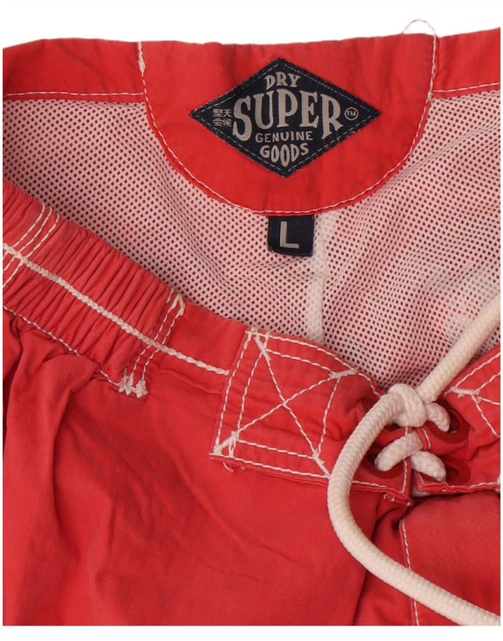 Superdry muške kratke hlače za kupanje s grafičkim motivima, veliki crveni poliester