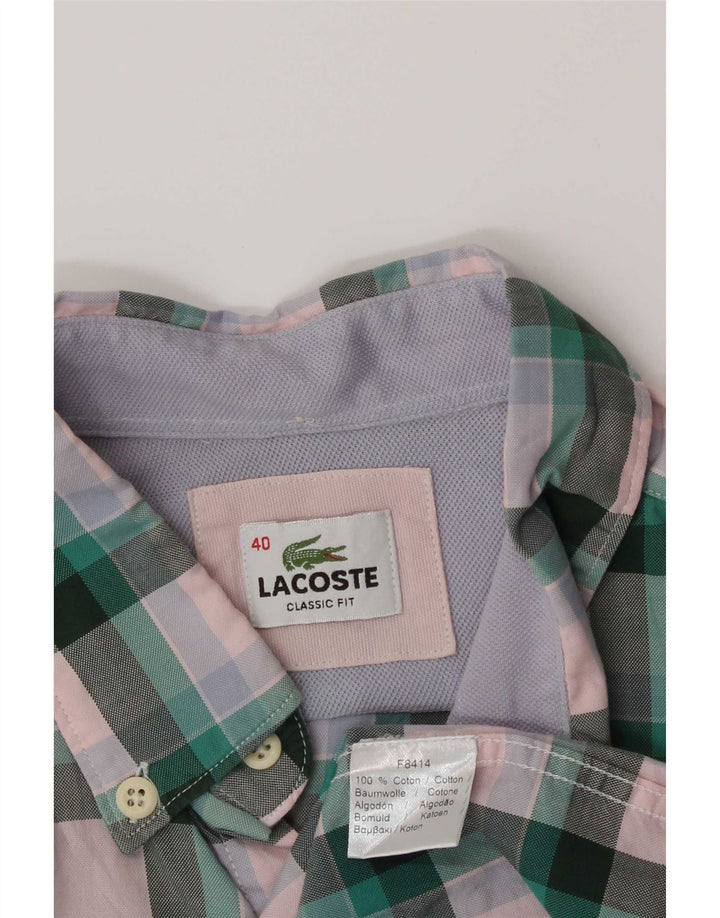 Lacoste muška košulja klasičnog kroja, veličina 40, srednje zelena karirana pamuk
