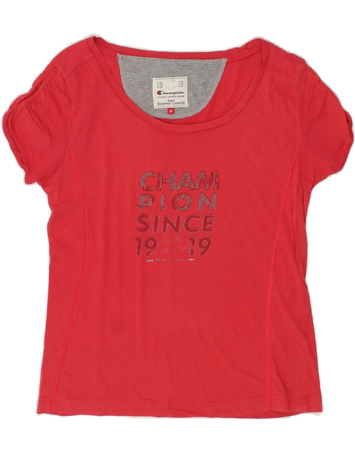 CHAMPION Womens Graphic T-Shirt Top UK 12  Medium Pink Vintage Champion and Second-Hand Champion from Messina Hembry 
