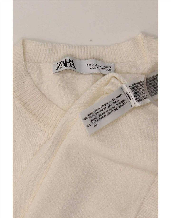 Zara ženska majica kratkih rukava UK 14 srednje bijele viskoze