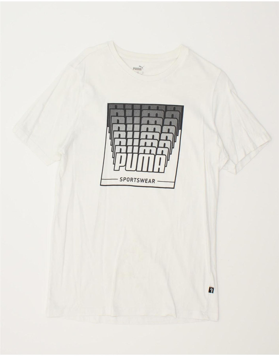 PUMA Mens Graphic T-Shirt Top Medium White Cotton Vintage Puma and Second-Hand Puma from Messina Hembry 