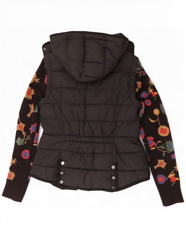 Desigual Ženska podstavljena jakna s kapuljačom EU 42 Large Black Floral Cotton
