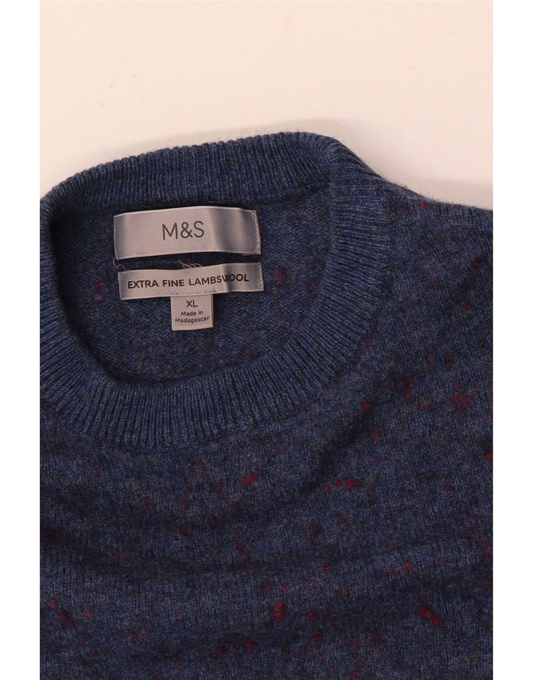 Marks & Spencer muški džemper s okruglim izrezom XL od plave pjegave vune