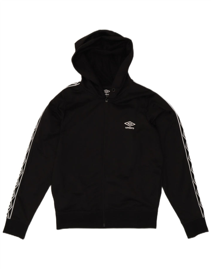 UMBRO Womens Graphic Zip Hoodie Sweater UK 10 Small Black Polyester
