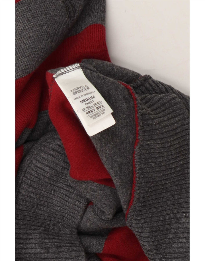 Marks & Spencer muški džemper s izrezom i srednje sivim pamukom