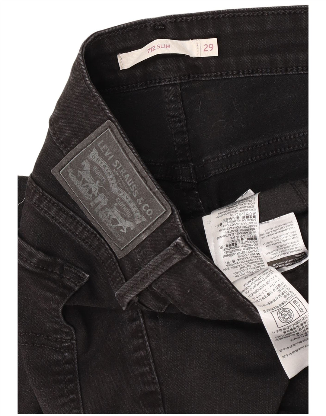 Levi's ženske 712 uske traperice W29 L27 crni pamuk