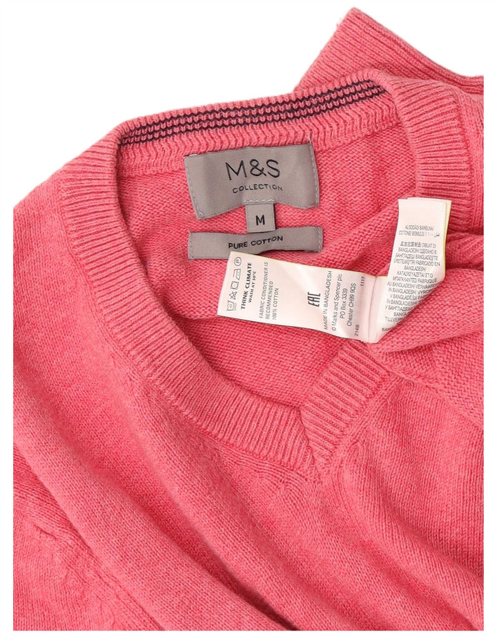 Marks & Spencer muški džemper s V-izrezom, srednje ružičasti pamuk