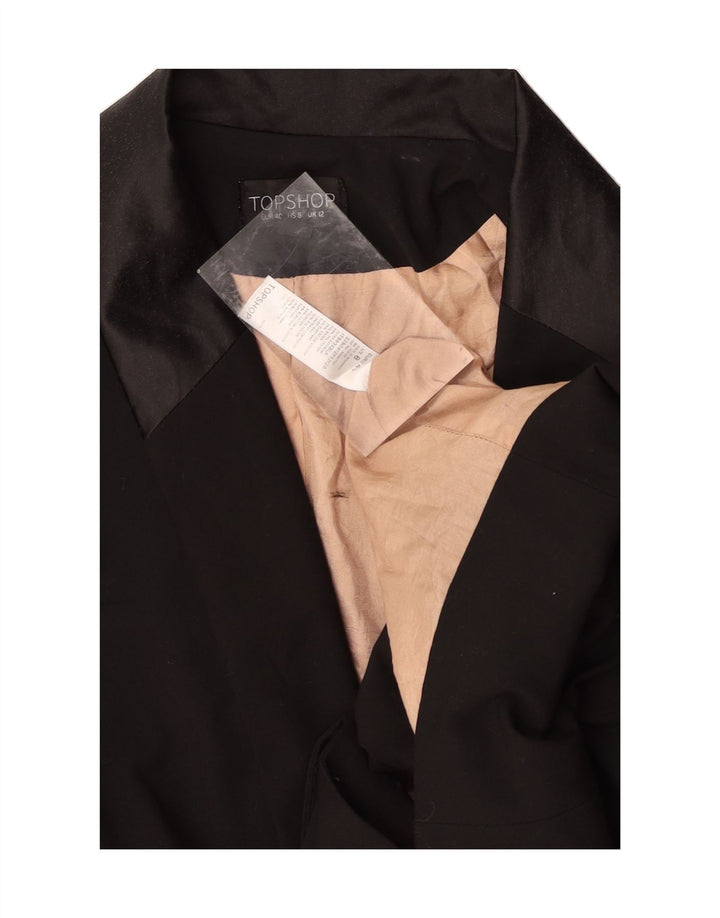 TOPSHOP Womens 1 Button Blazer Jacket UK 12 Medium Black Polyester Vintage Topshop and Second-Hand Topshop from Messina Hembry 