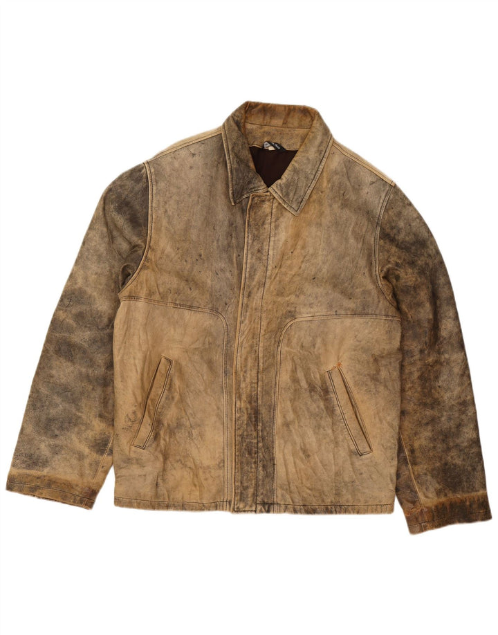 Desi muška kožna jakna UK 38 srednje smeđa koža