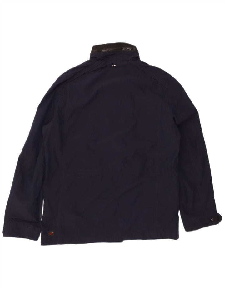 EMILI ADANI Mens Windbreaker Jacket IT 54 2XL Navy Blue Polyester