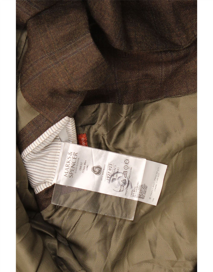 Marks & Spencer muški dugi sako sa 2 gumba UK 46 XL kaki karirani vuneni