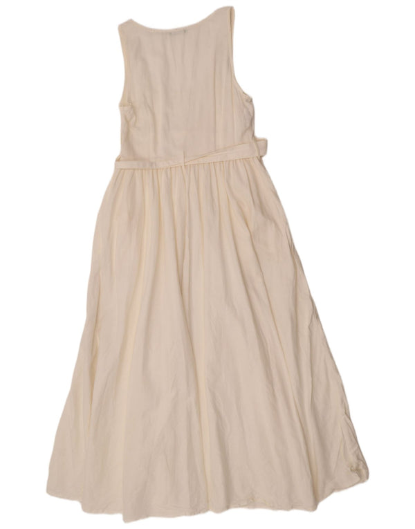 Benetton ženska maksi haljina bez rukava UK 14 Large Off White Lan