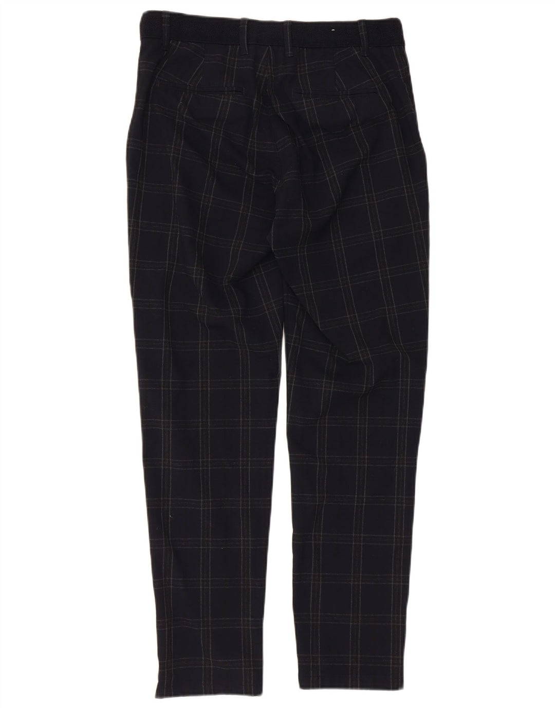 ZARA muške uske chino hlače male W30 L29 tamnoplavi karirani poliester