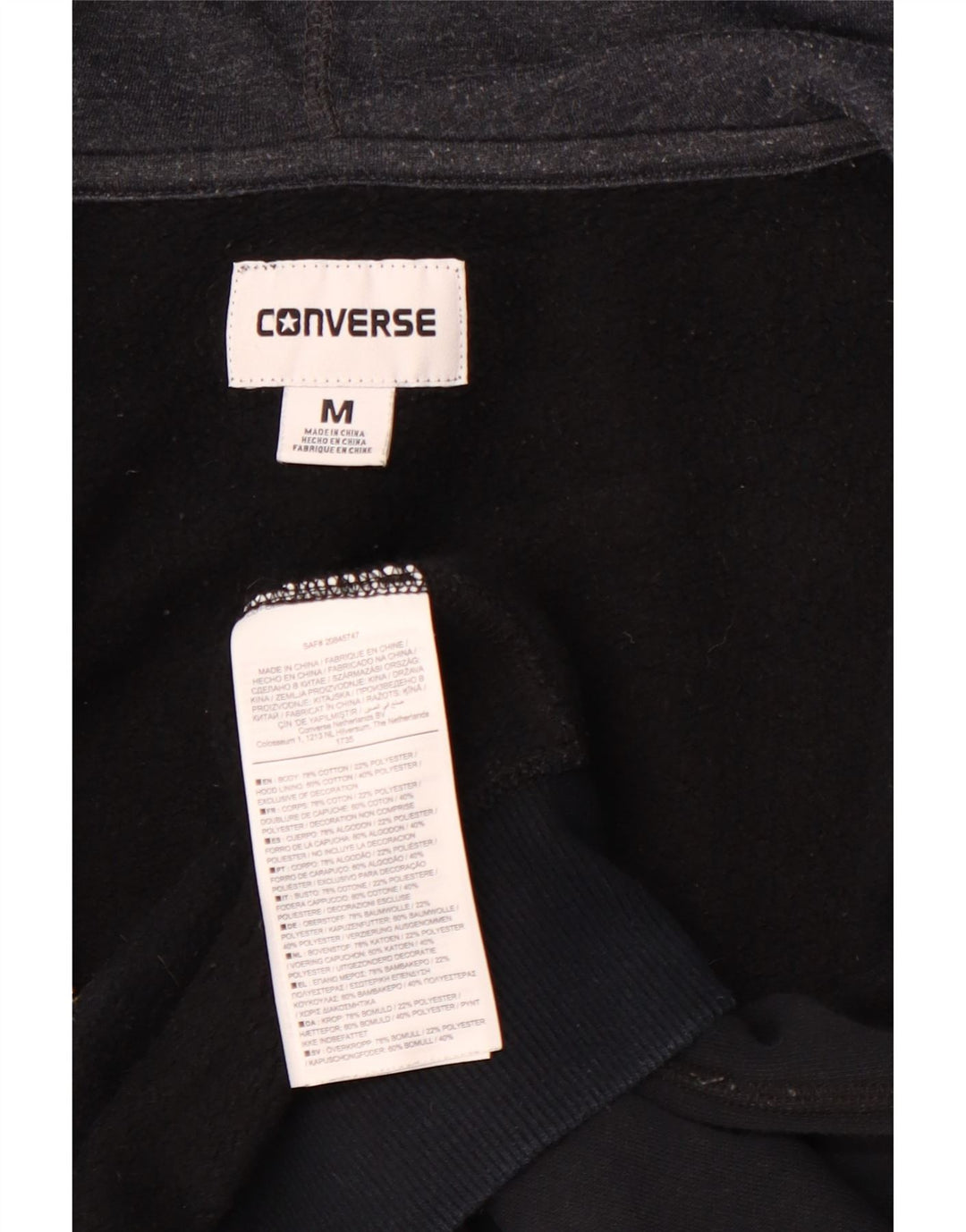 CONVERSE ženski džemper s kapuljačom Chuck Taylor UK 14 srednje crni pamuk