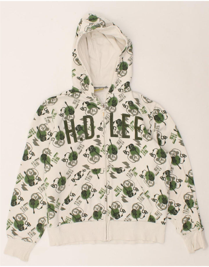 LEE Boys Abstract Pattern Graphic Zip Hoodie Sweater 13-14 Years Beige Vintage Lee and Second-Hand Lee from Messina Hembry 