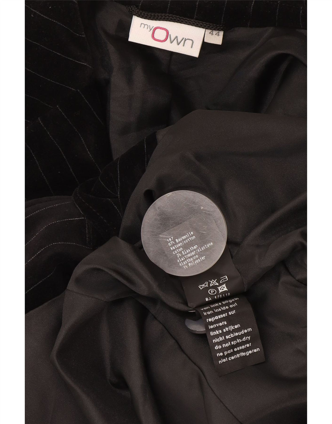 My Own Ženska baršunasta jakna s 2 gumba IT 44 srednje crne pruge