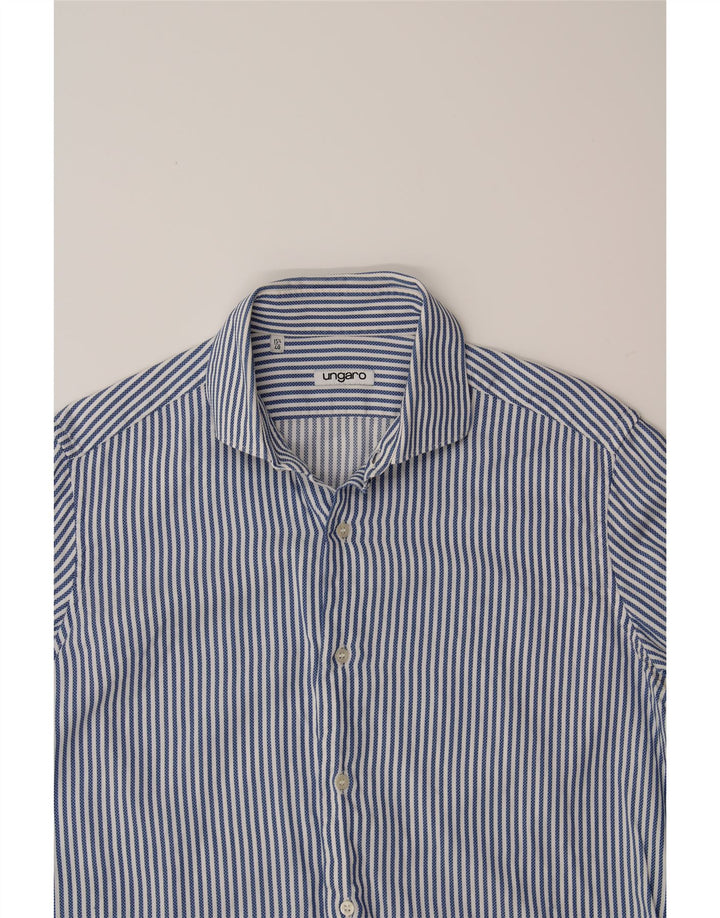 UNGARO Mens Shirt Size 15 1/2 40 Medium Blue Pinstripe Cotton Vintage Ungaro and Second-Hand Ungaro from Messina Hembry 