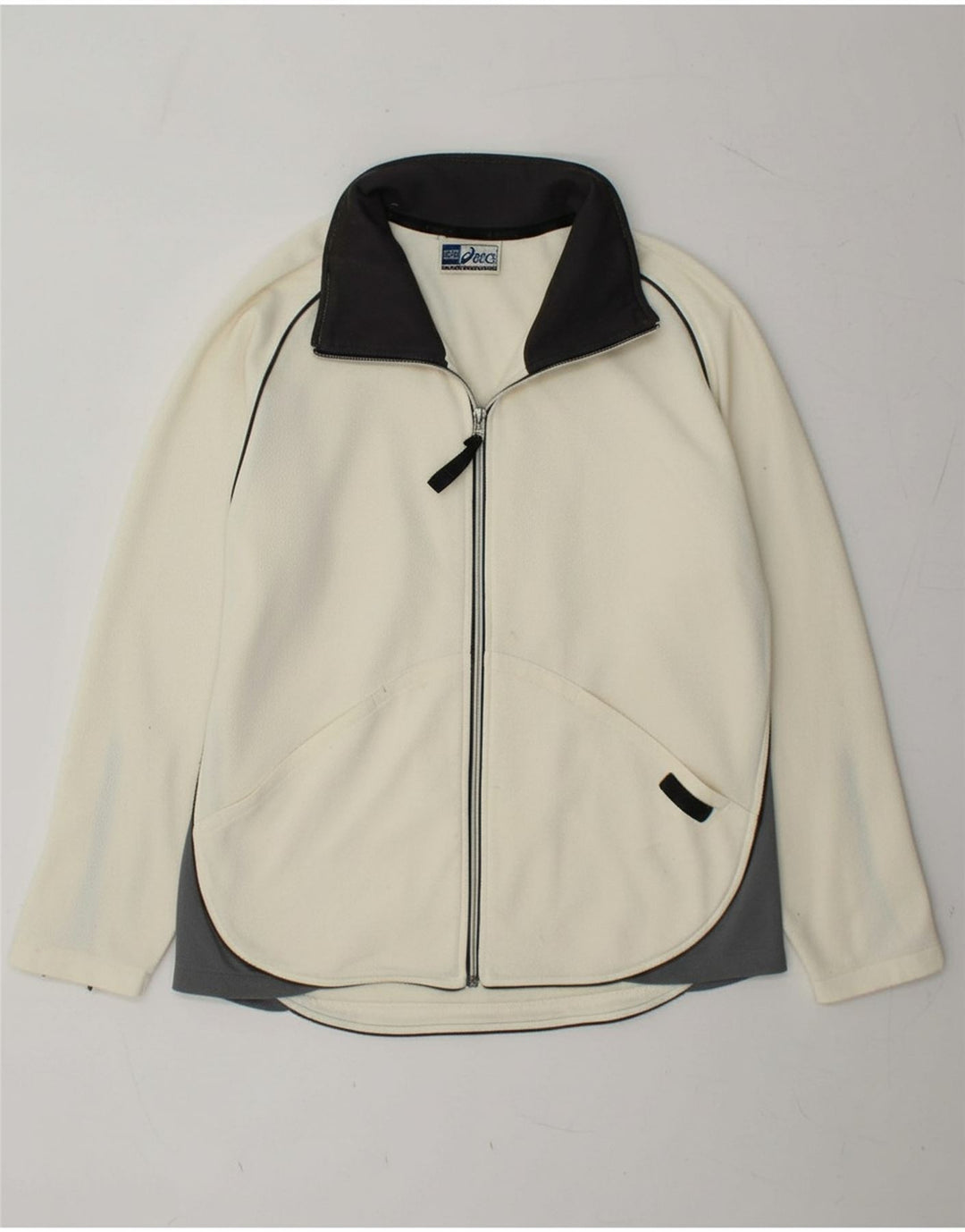 ASICS Womens Tracksuit Top Jacket UK 16 Large White Colourblock