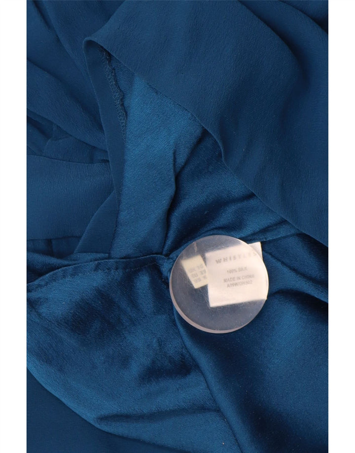 WHISTLES Ženska haljina s mjehurićima bez rukava UK 10 Mala plava svila