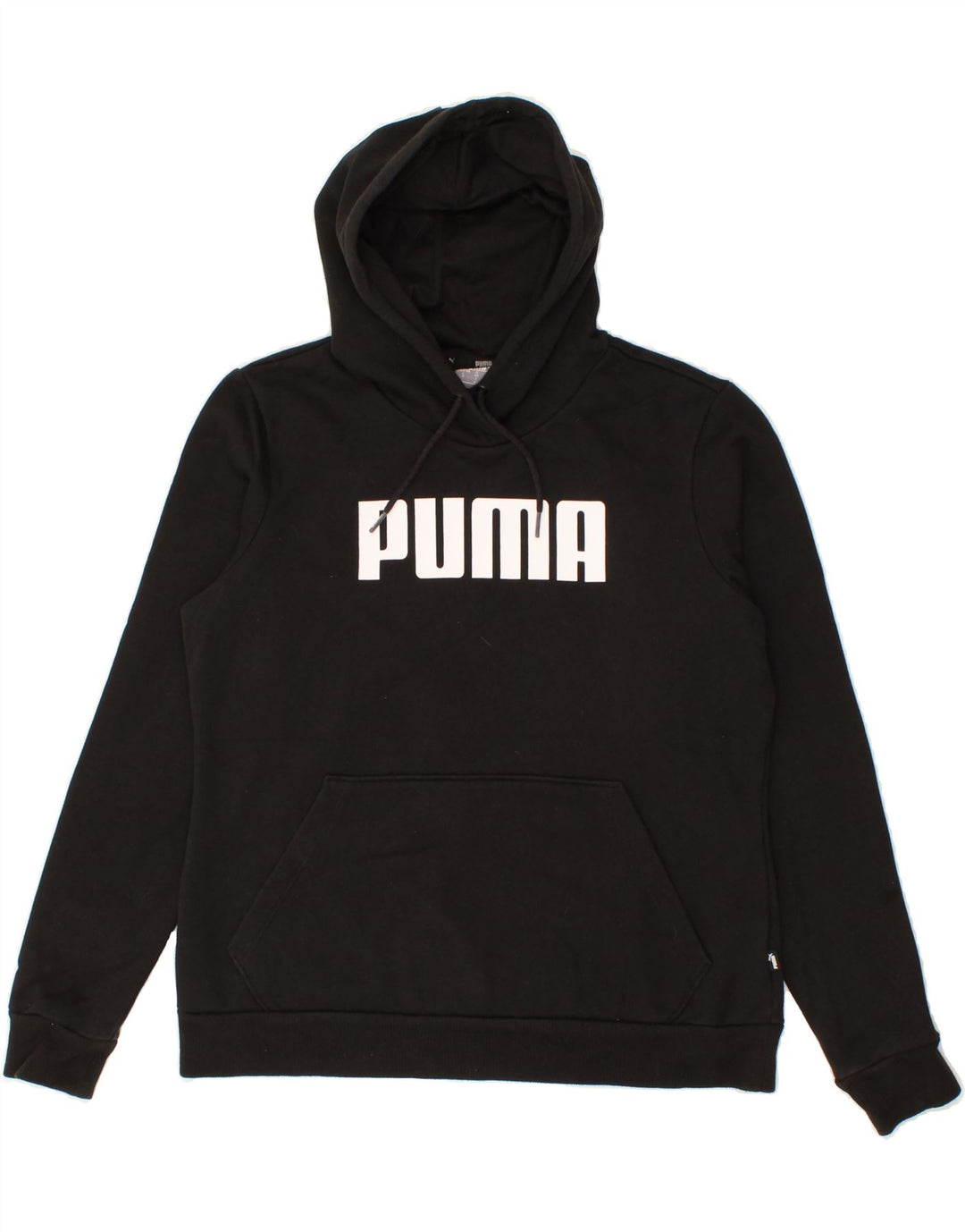 PUMA Womens Graphic Hoodie Jumper UK 14 Large Black Polyester Vintage Puma and Second-Hand Puma from Messina Hembry 