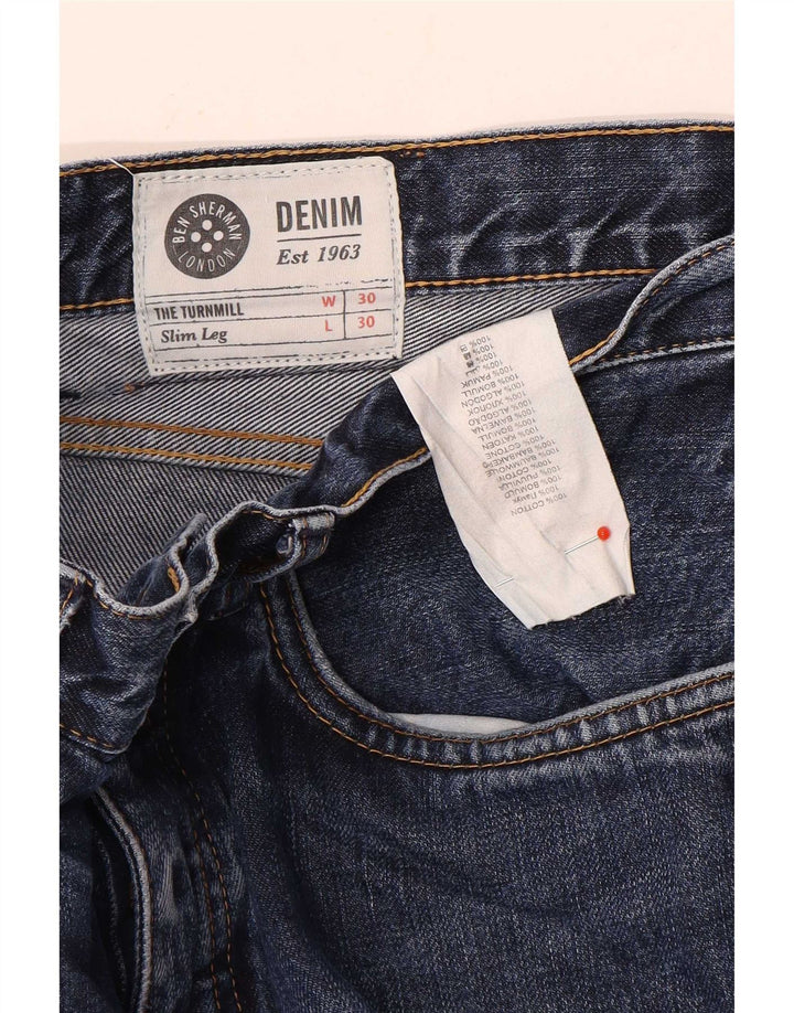 Ben Sherman muške uske traperice W30 L30 plavi pamuk