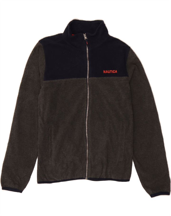 NAUTICA Boys Fleece Jacket 15-16 Years XL  Grey Colourblock Polyester Vintage Nautica and Second-Hand Nautica from Messina Hembry 