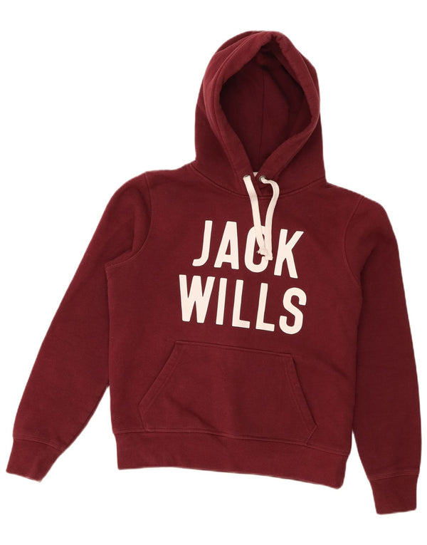 Jack Wills Ženska prekomjerna majica s kapuljačom s grafičkim motivima UK 10 Small Burgundy