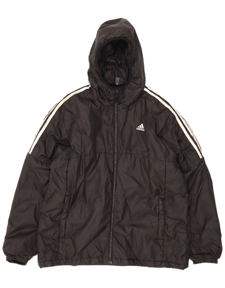 Adidas muška podstavljena jakna s kapuljačom UK 42 XL crni poliester