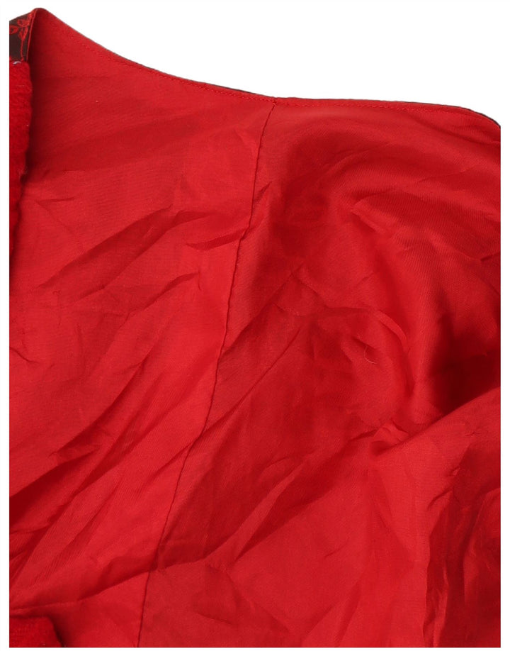 Vintage ženski prsluk UK 12 srednje crvene cvjetnice