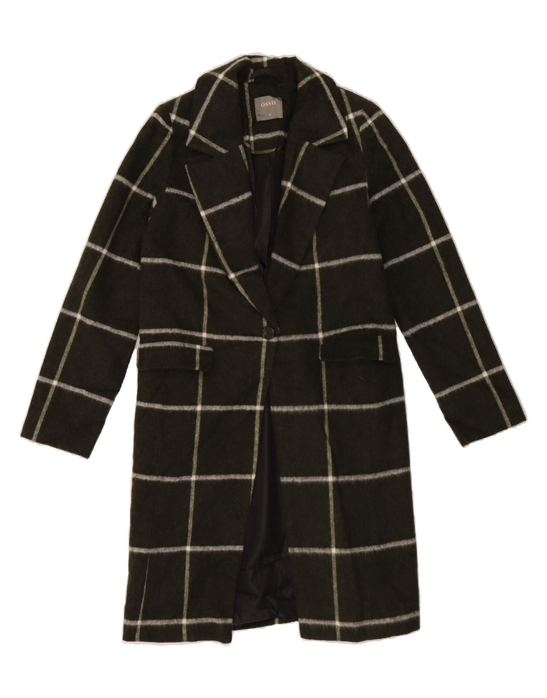 OASIS Womens Overcoat UK 6 XS Khaki Check Acrylic Vintage Oasis and Second-Hand Oasis from Messina Hembry 