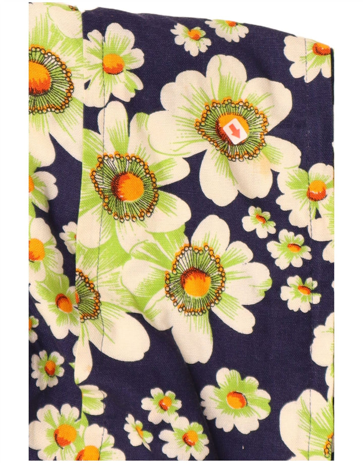 VINTAGE ženska haljina košulja kratkih rukava UK 12 srednje tamnoplava cvjetna