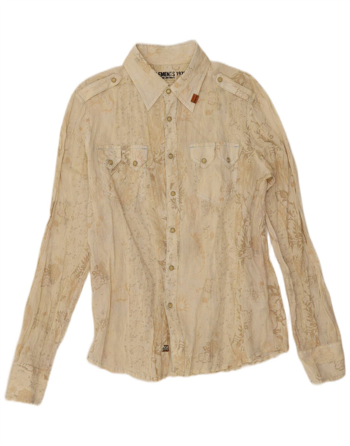 Zu Elements muška zapadnjačka velika bež cvjetna košulja