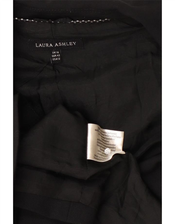 Laura Ashley, ženski sako s jednim gumbom, UK 16, veliki crni poliester