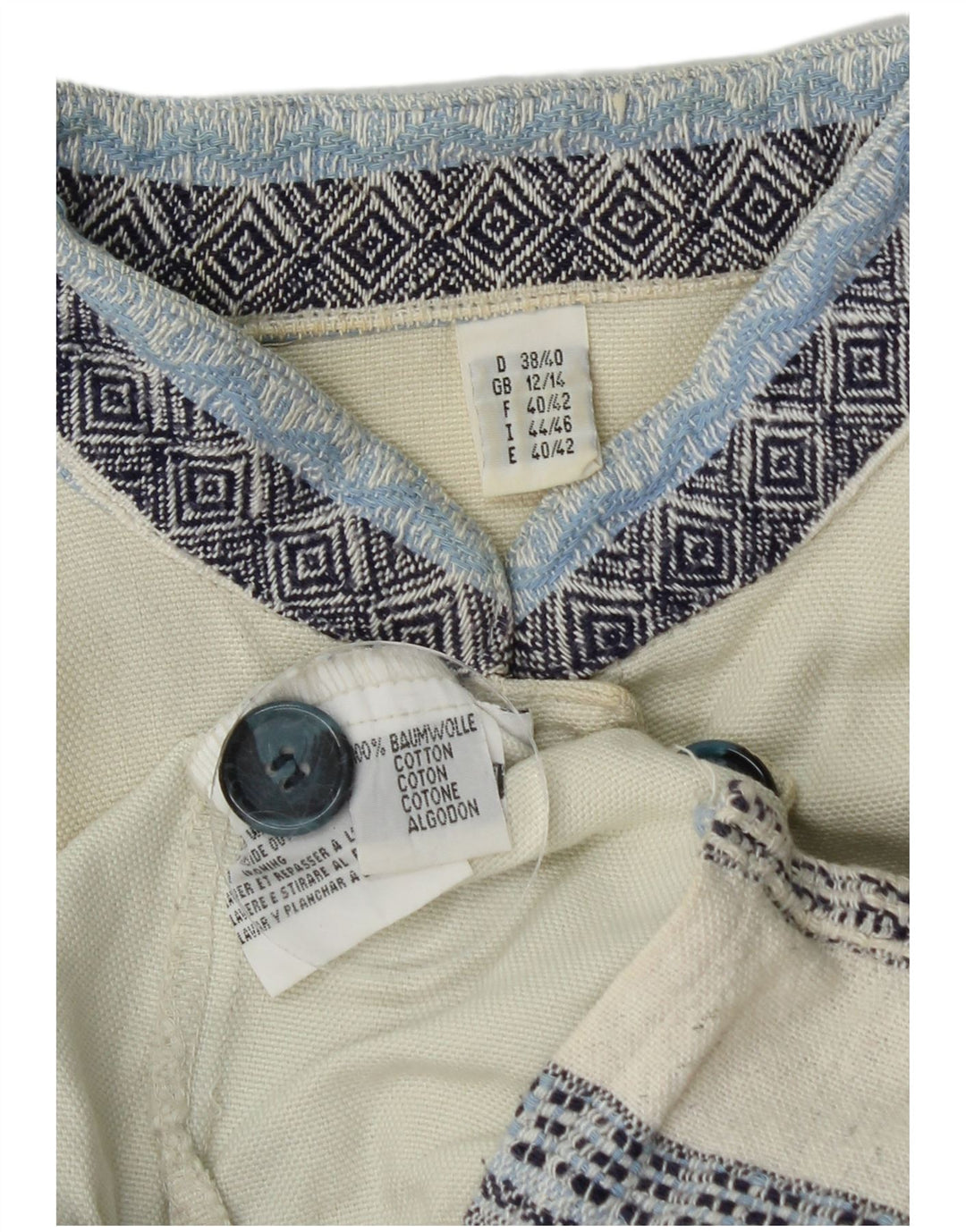 Vintage ženski gornji dio bluze dugih rukava UK 12/14 srednje bijele pruge