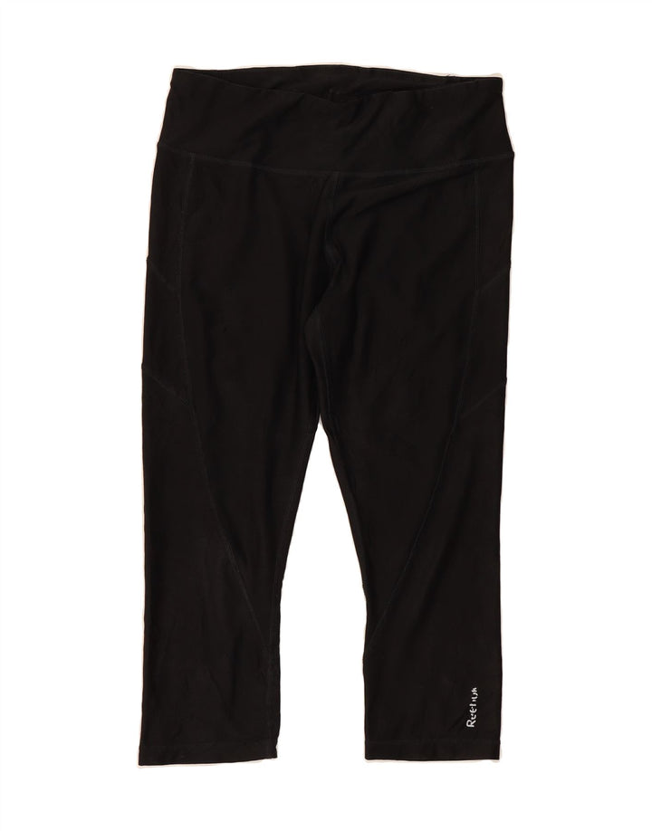 REEBOK Womens Capri Leggings UK 12 Medium  Black Vintage Reebok and Second-Hand Reebok from Messina Hembry 