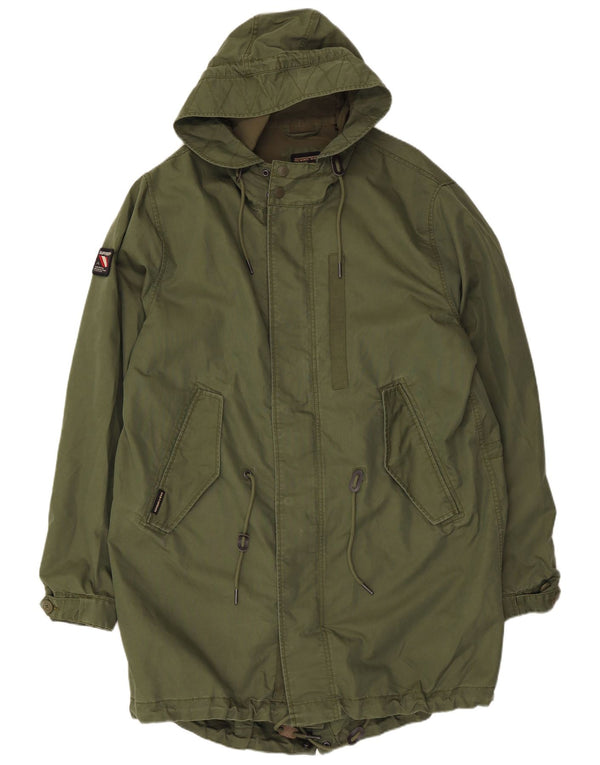 Superdry muška parka jakna s kapuljačom UK 44 2XL kaki pamuk