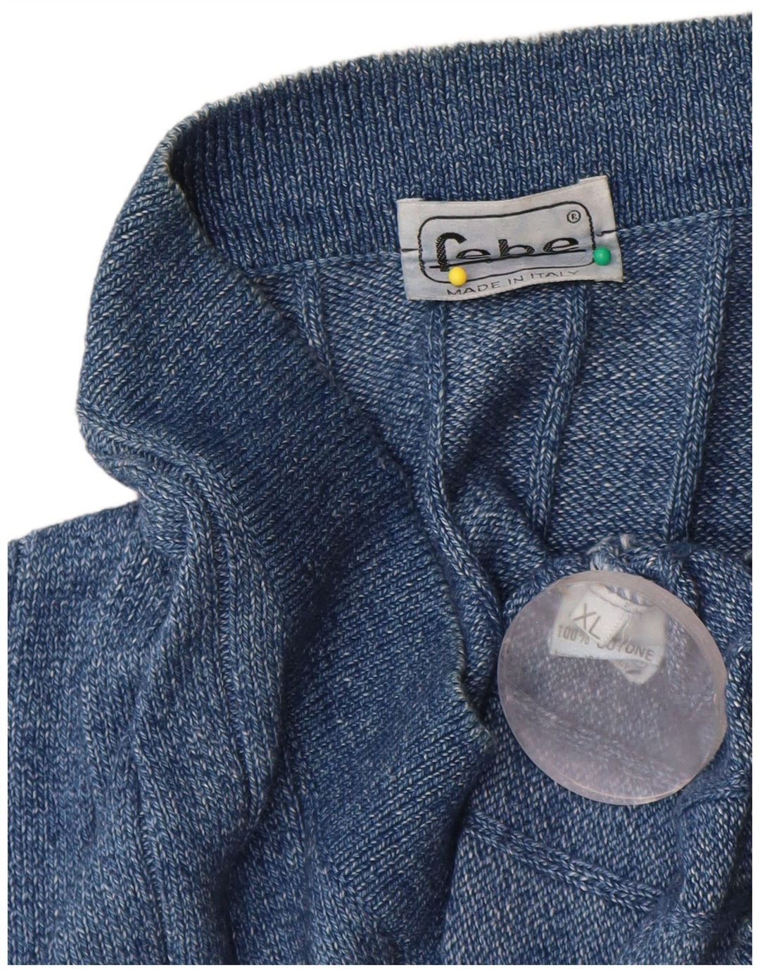 Vintage muški džemper s V-izrezom XL plavi pamučni stripovi