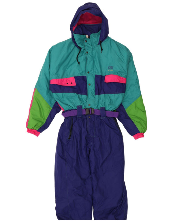 Gigi Rizzi Mens Hooded Ski Jumpsuit IT 56 XL  Navy Blue Colourblock Nylon