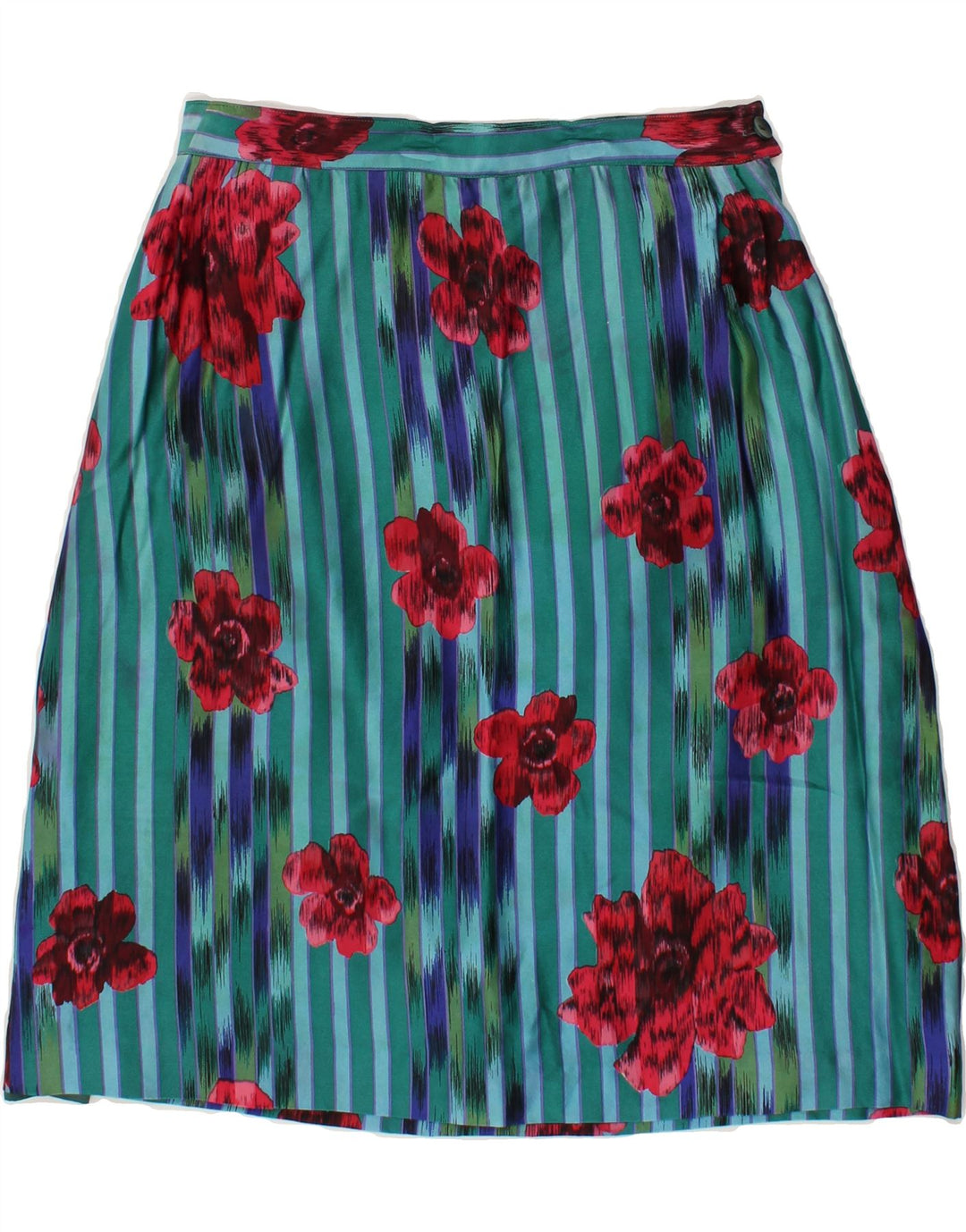 VINTAGE Womens A-Line Skirt W28 Medium Blue Floral Vintage Vintage and Second-Hand Vintage from Messina Hembry 