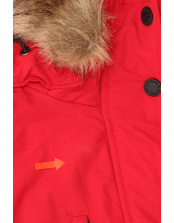 Superdry ženska velika parka jakna s kapuljačom UK 10 Mala crvena najlonska
