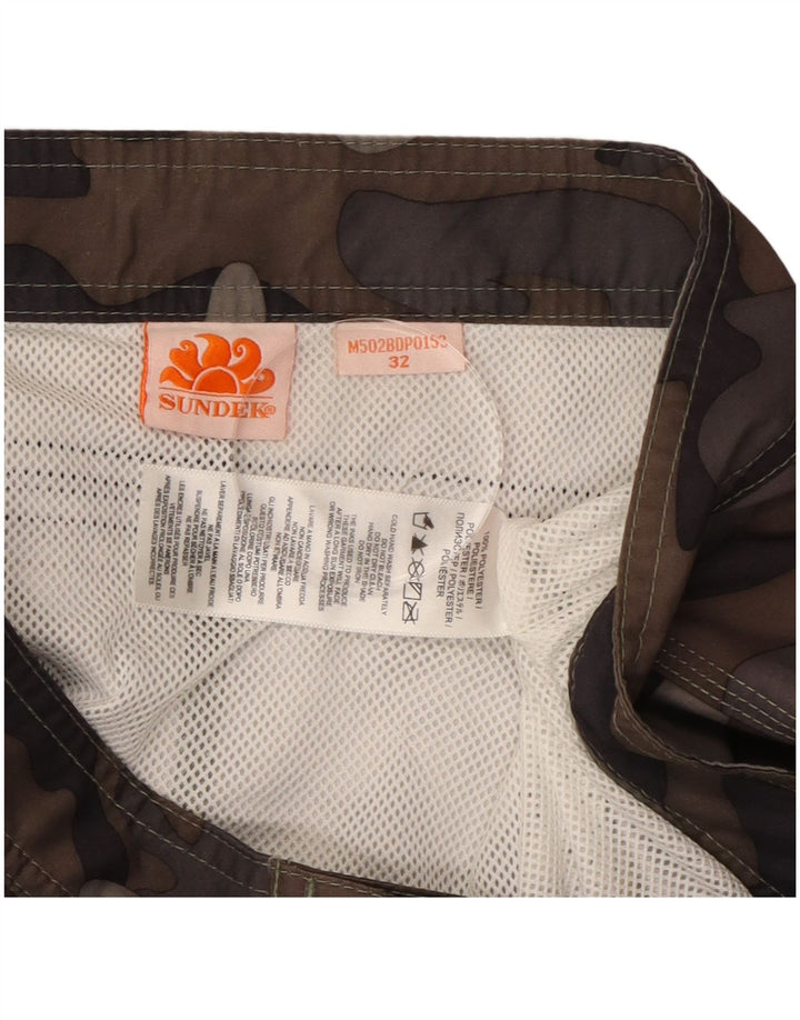 Sundek muške kratke hlače za plivanje W32 veliki smeđi kamuflažni poliester