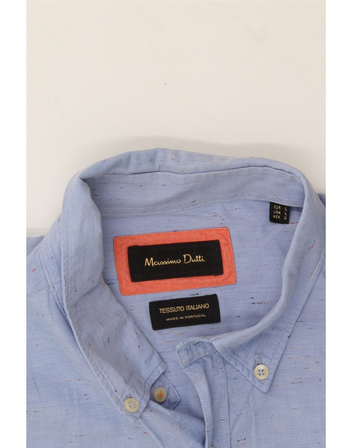 MASSIMO DUTTI Mens Shirt Large Blue Flecked Vintage Massimo Dutti and Second-Hand Massimo Dutti from Messina Hembry 