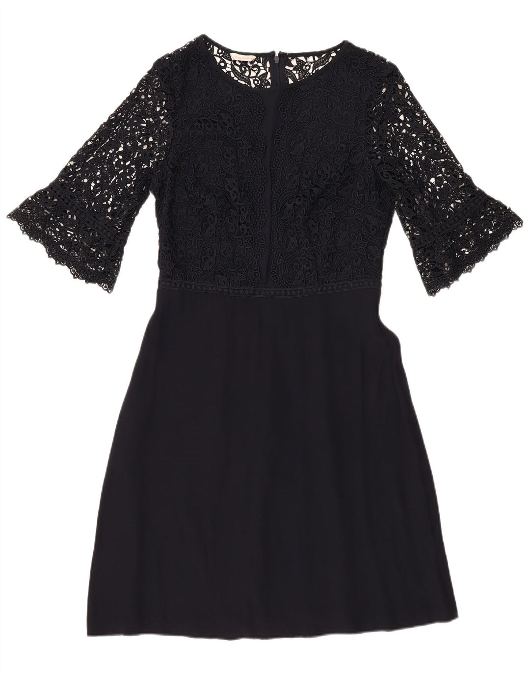 MONSOON ženska haljina A-kroja 3/4 rukava UK 10 Mala tamnoplava cvjetna