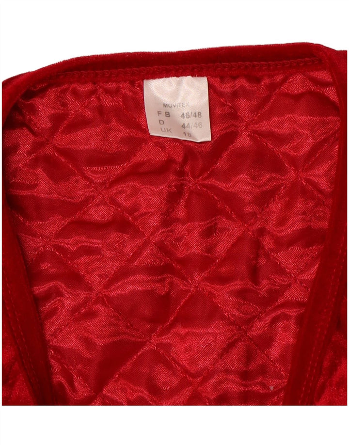 VINTAGE Womens Quilted Gilet UK 18 XL Red Polyester