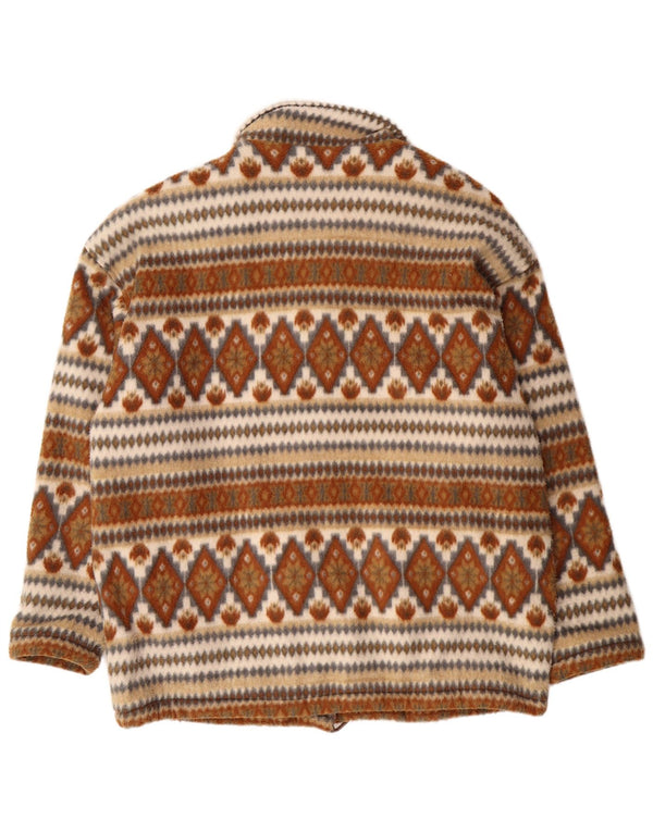 VINTAGE ženska prevelika bomber jakna UK 14 srednje smeđa Fair Isle
