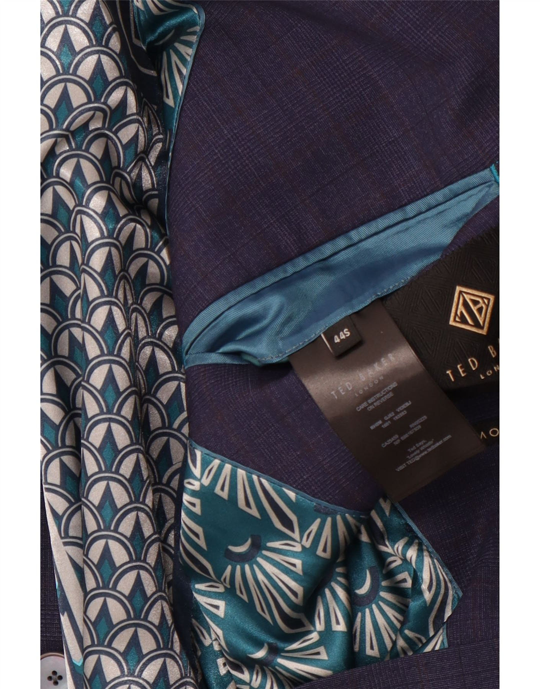 TED BAKER Muški sako sa 2 gumba UK 44 2XL tamnoplava karirana vuna