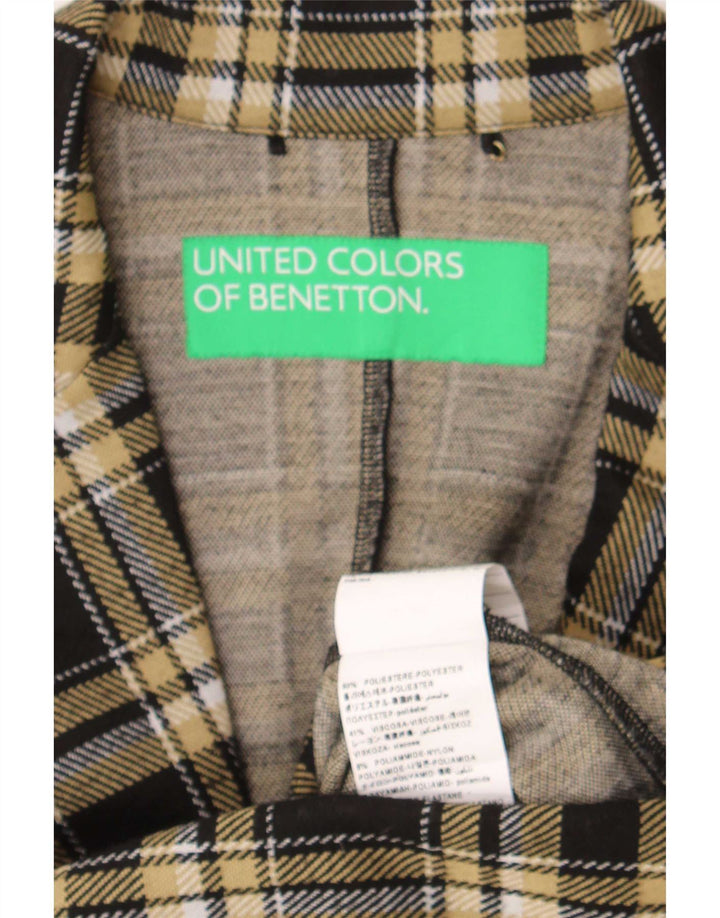 Benetton ženski sako sa 1 gumbom UK 10 mali crni karirani poliester